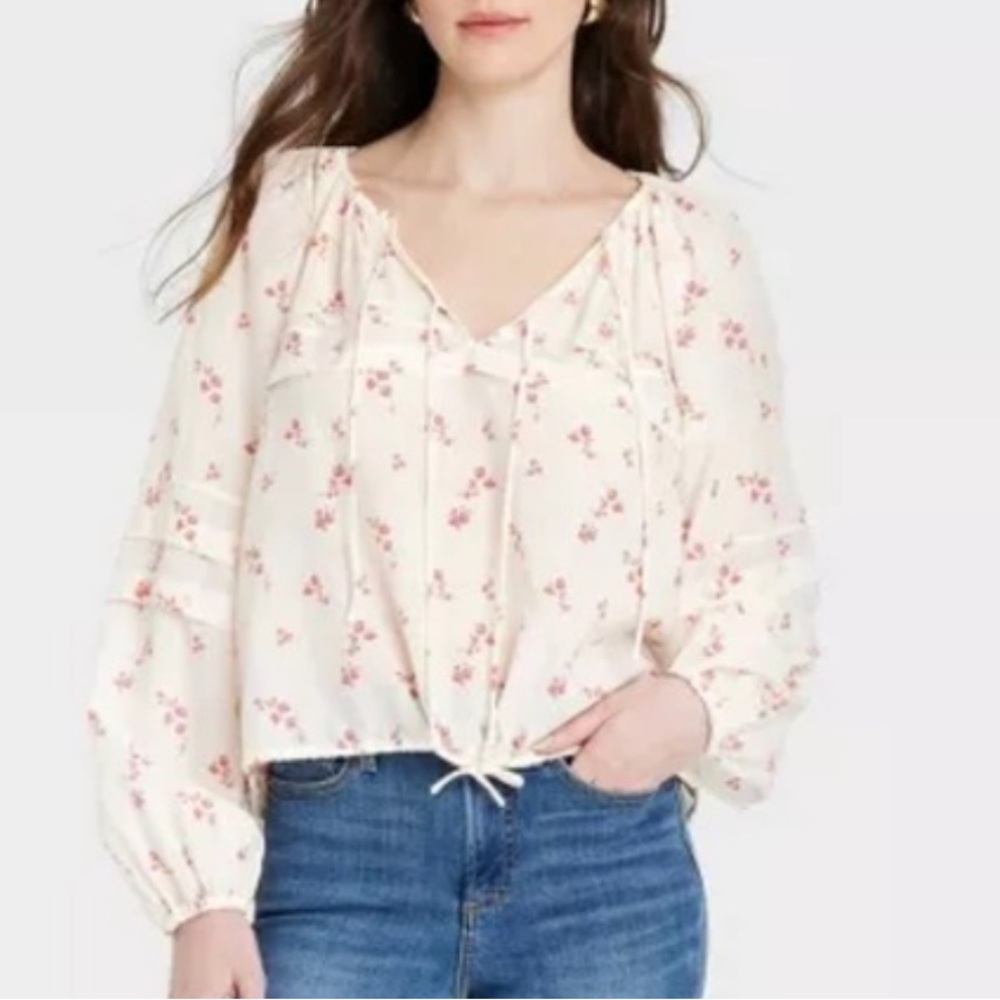 ☀️3/$25 Universal thread pure cotton cream size medium Floral Print Top xl